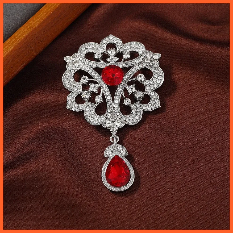 Vintage Royal Crystal Pendant Brooches Pins