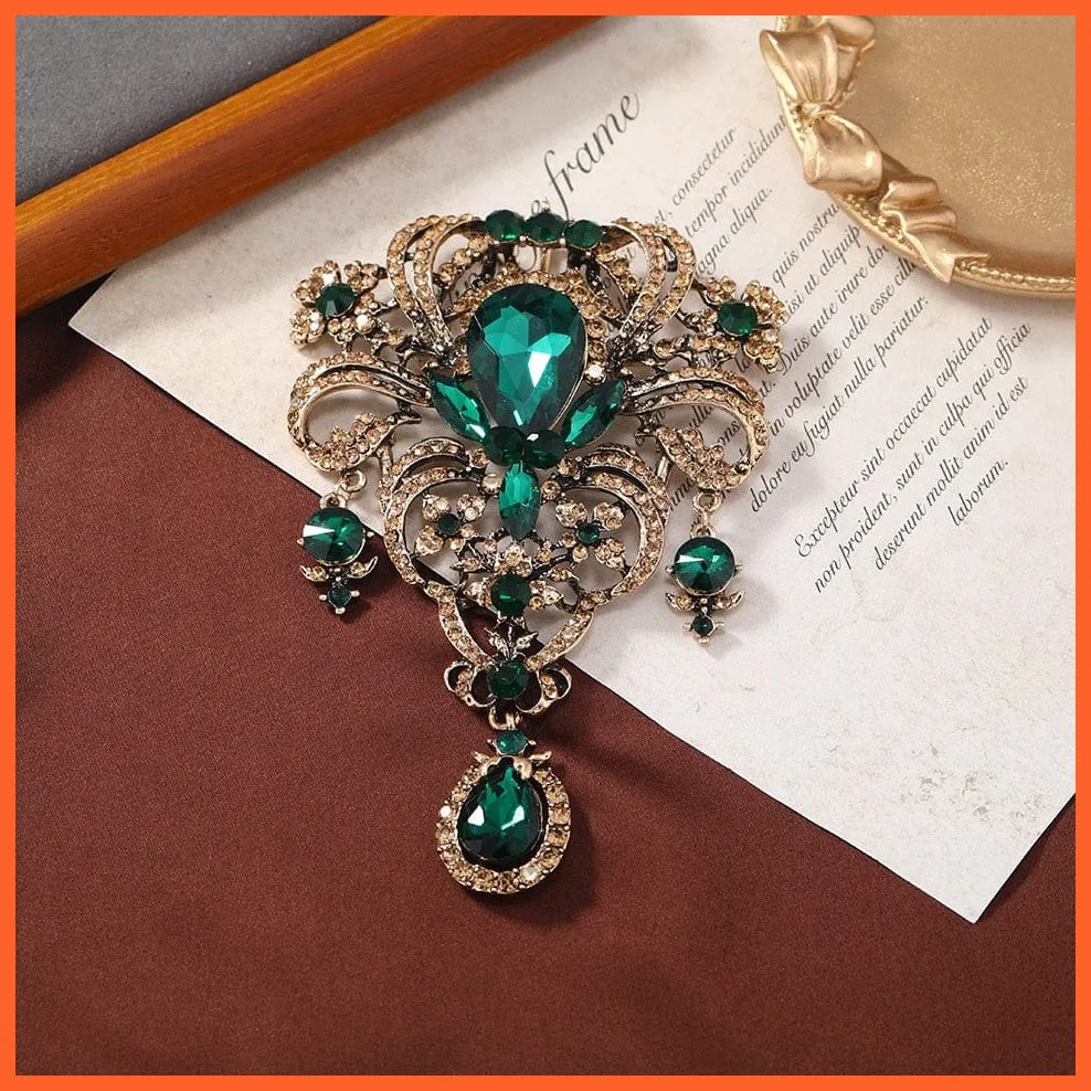 Vintage Royal Crystal Pendant Brooches Pins