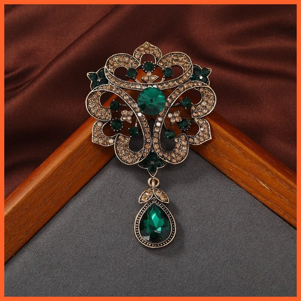 Vintage Royal Crystal Pendant Brooches Pins