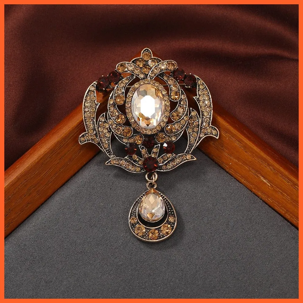 Vintage Royal Crystal Pendant Brooches Pins