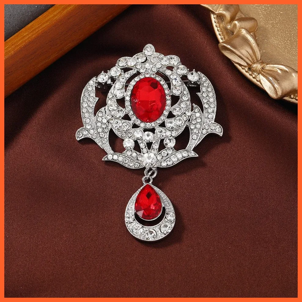 Vintage Royal Crystal Pendant Brooches Pins