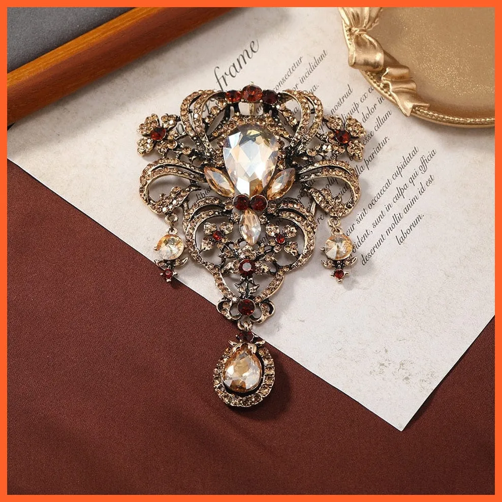 Vintage Royal Crystal Pendant Brooches Pins