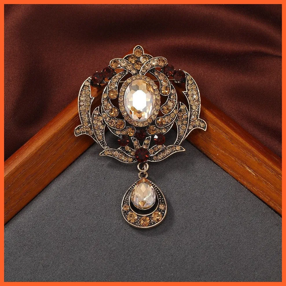 Vintage Royal Crystal Pendant Brooches Pins