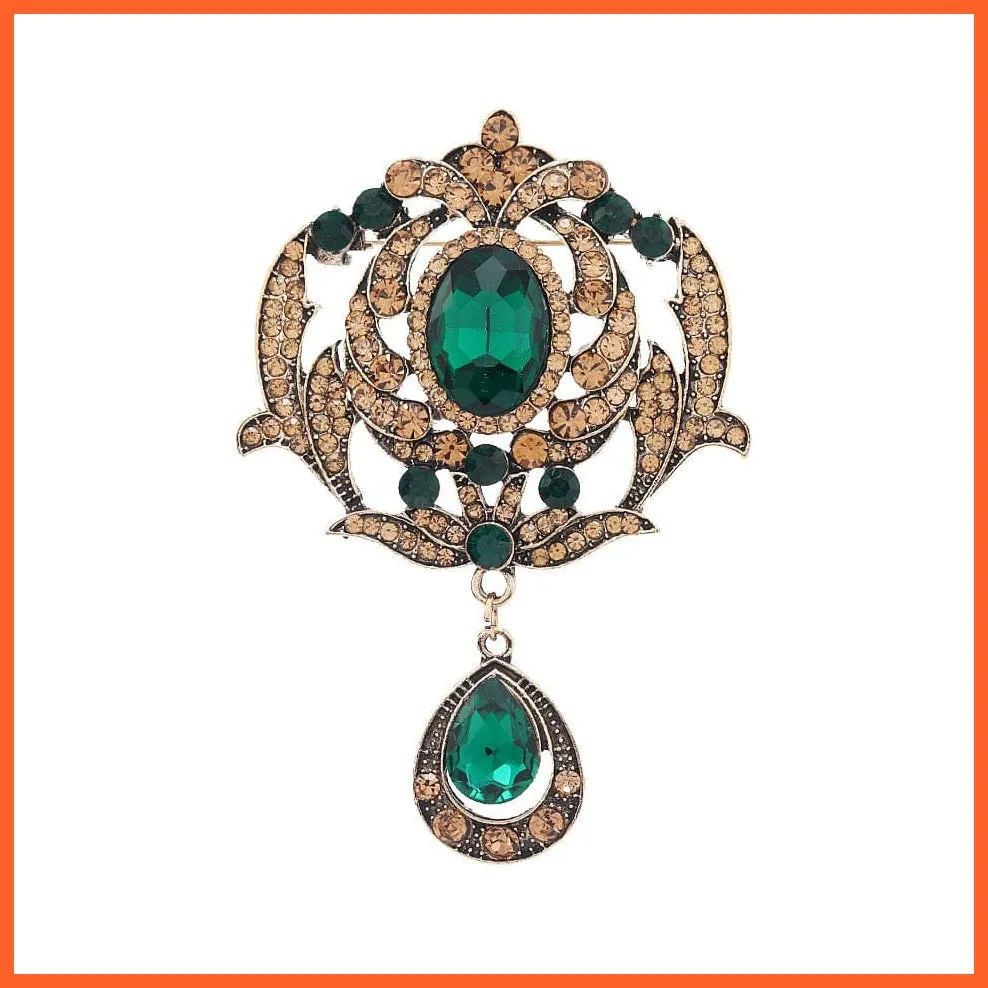 Vintage Royal Crystal Pendant Brooches Pins