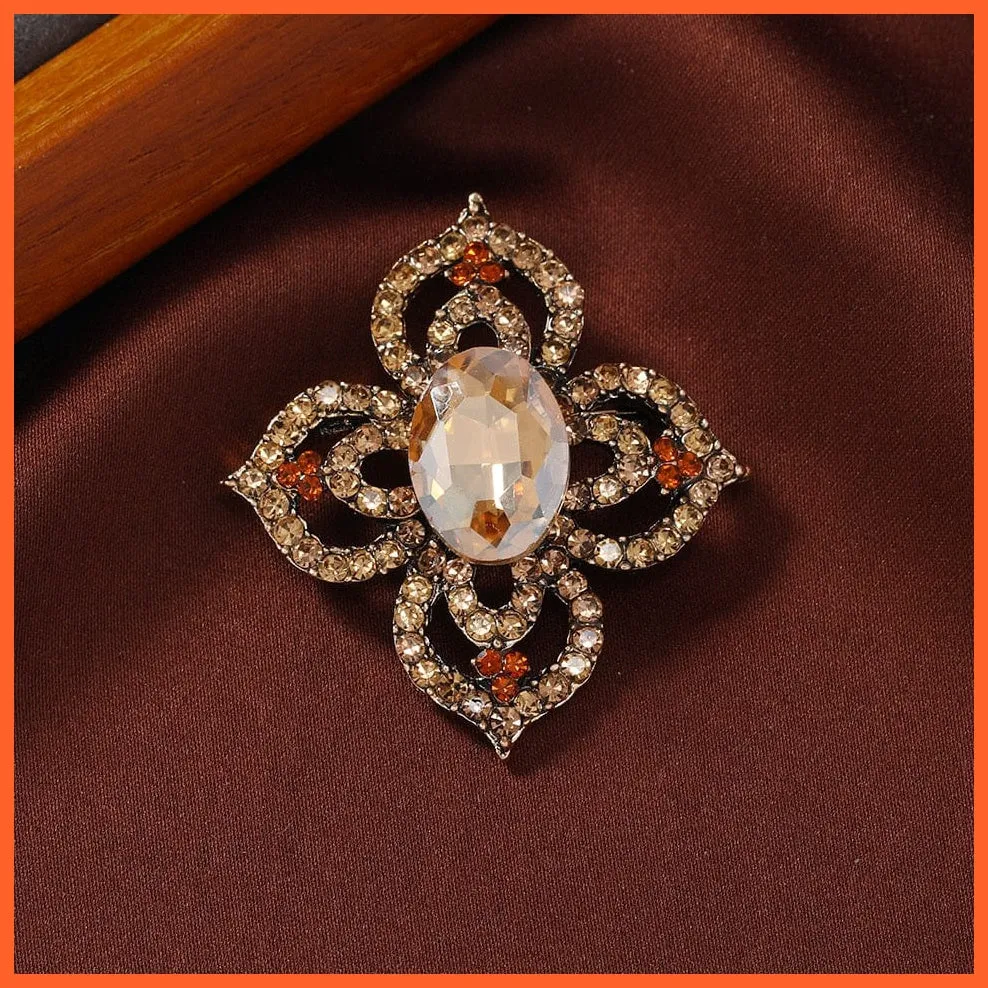 Vintage Royal Crystal Pendant Brooches Pins