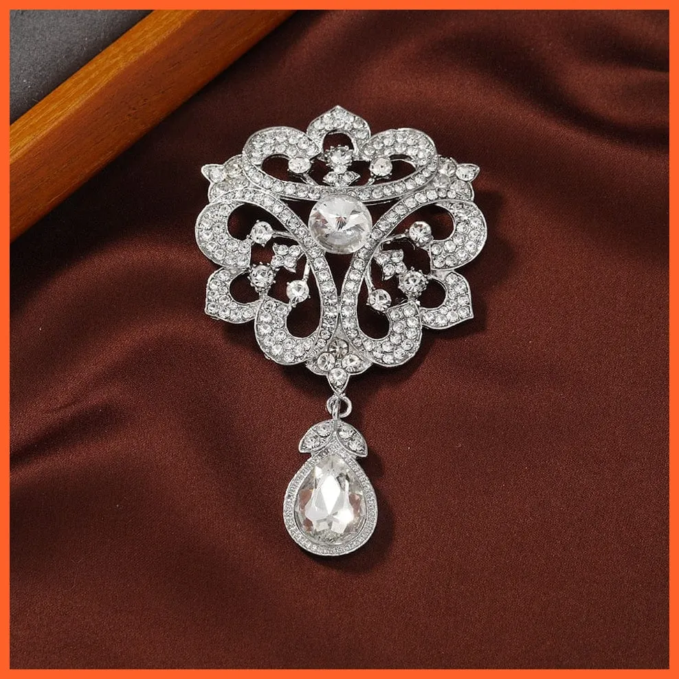 Vintage Royal Crystal Pendant Brooches Pins