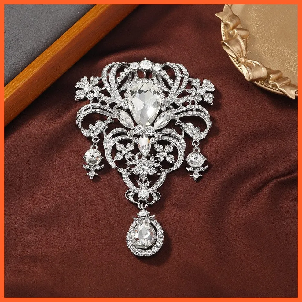 Vintage Royal Crystal Pendant Brooches Pins