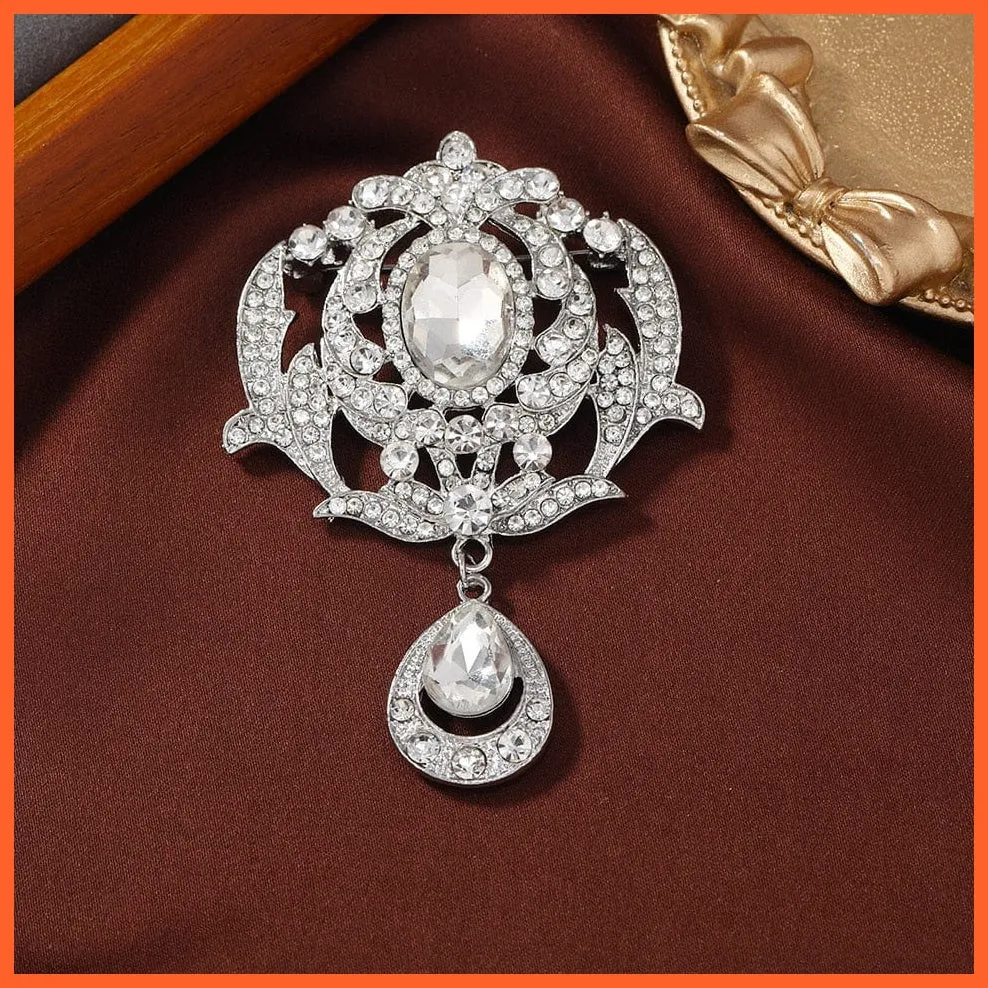 Vintage Royal Crystal Pendant Brooches Pins