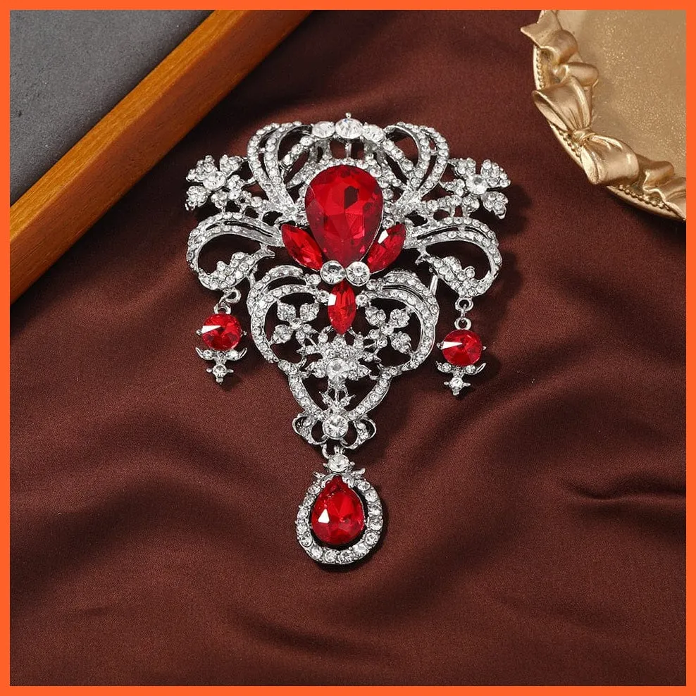 Vintage Royal Crystal Pendant Brooches Pins