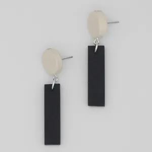 White and Black Anya Wood Dangle Statement Earring