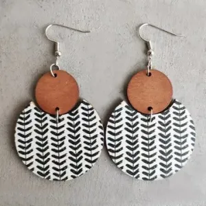 White Bohemian Floral Print Earrings