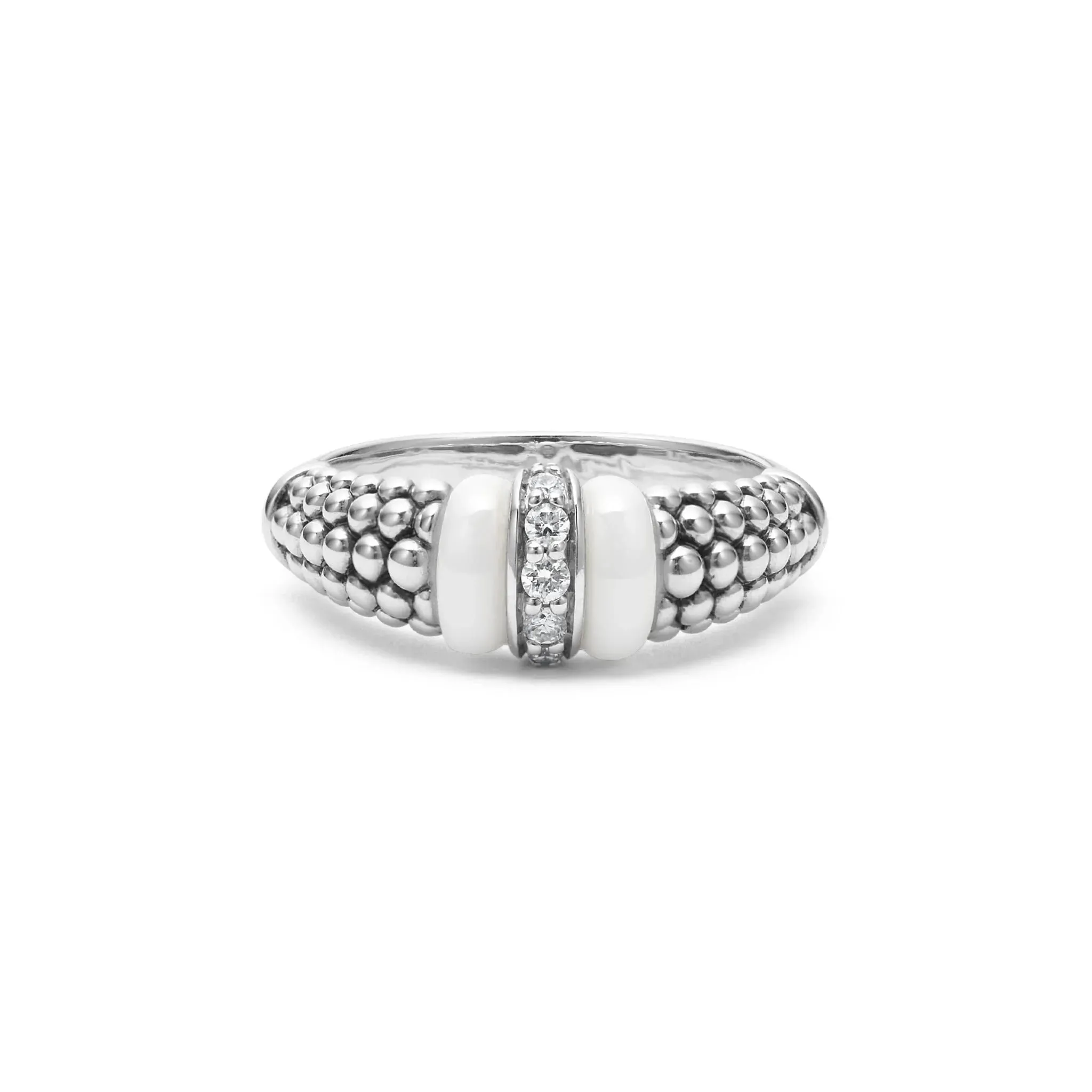 White Caviar Diamond Ring