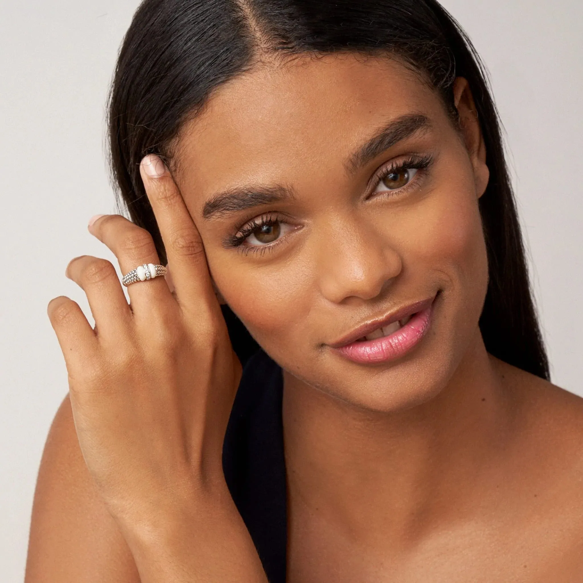 White Caviar Diamond Ring