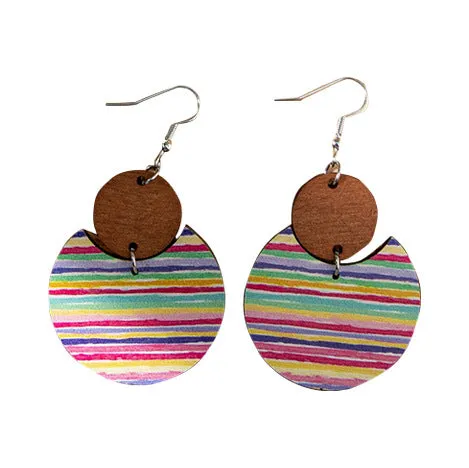 Wholesale Exaggerated Boho Wooden Round Earrings