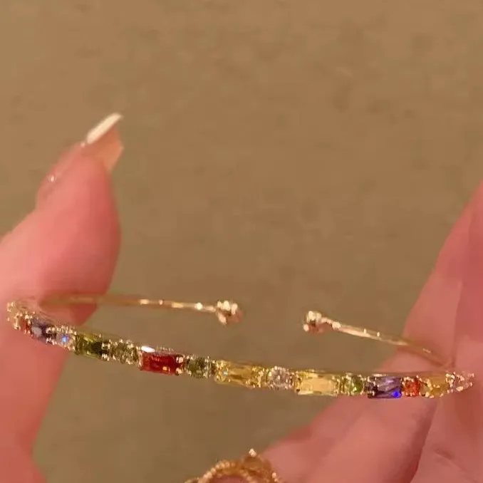 Wholesale Stacked colorful dopamine zircon bracelet twist knot bracelet