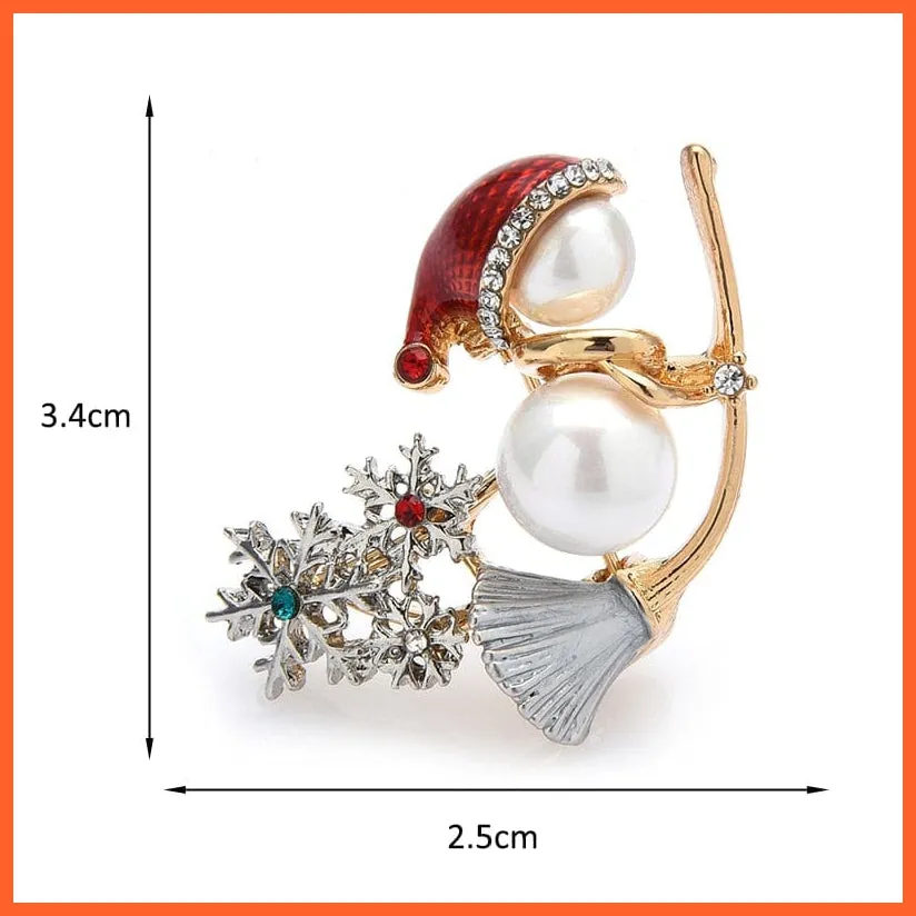 Witch On A Broom Simulated-Pearl Brooches | Christmas Snowman Rhinestone Snowflake Brooches Pins