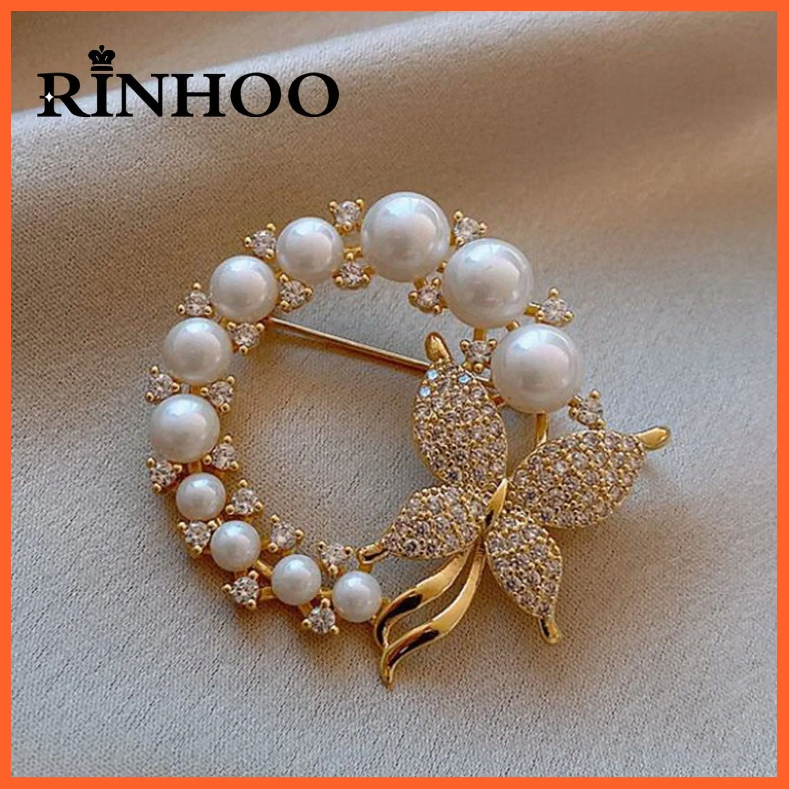 Women Pearl Rhinestone Butterfly Brooch | Trendy Elegant Leaf Brooch Pins
