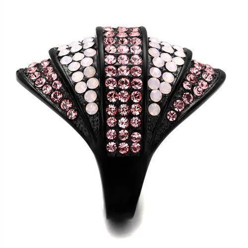 Women Stainless Steel Synthetic Crystal Rings Pale Pink