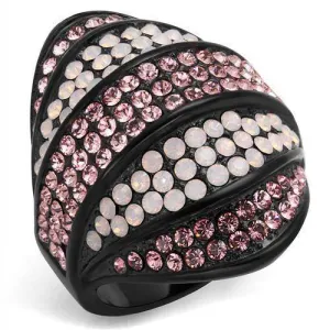 Women Stainless Steel Synthetic Crystal Rings Pale Pink