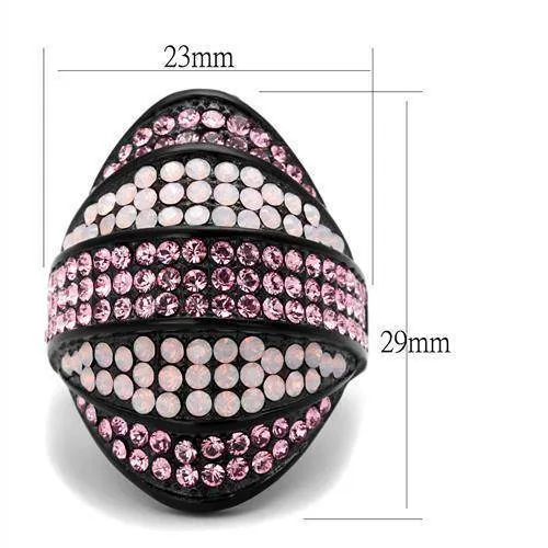 Women Stainless Steel Synthetic Crystal Rings Pale Pink