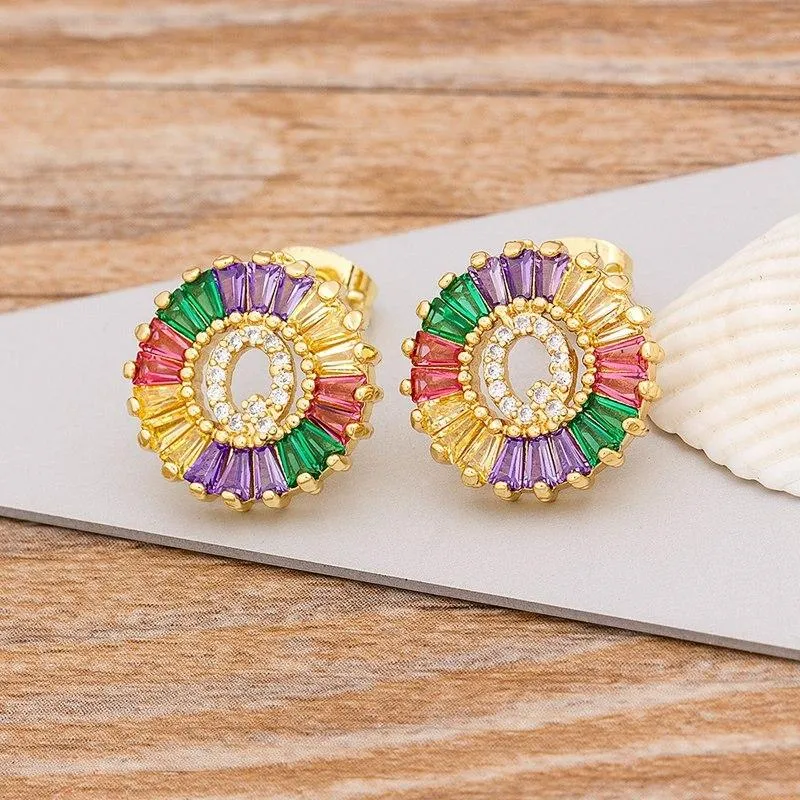 Women Stunning Colourful Letter Alphabet Stud Earrings