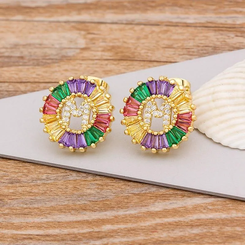 Women Stunning Colourful Letter Alphabet Stud Earrings
