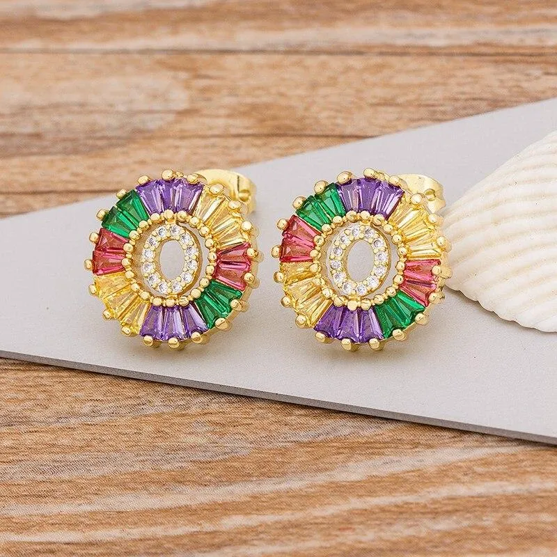 Women Stunning Colourful Letter Alphabet Stud Earrings