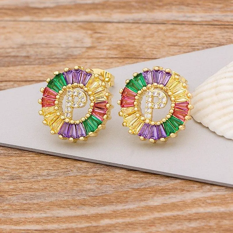 Women Stunning Colourful Letter Alphabet Stud Earrings
