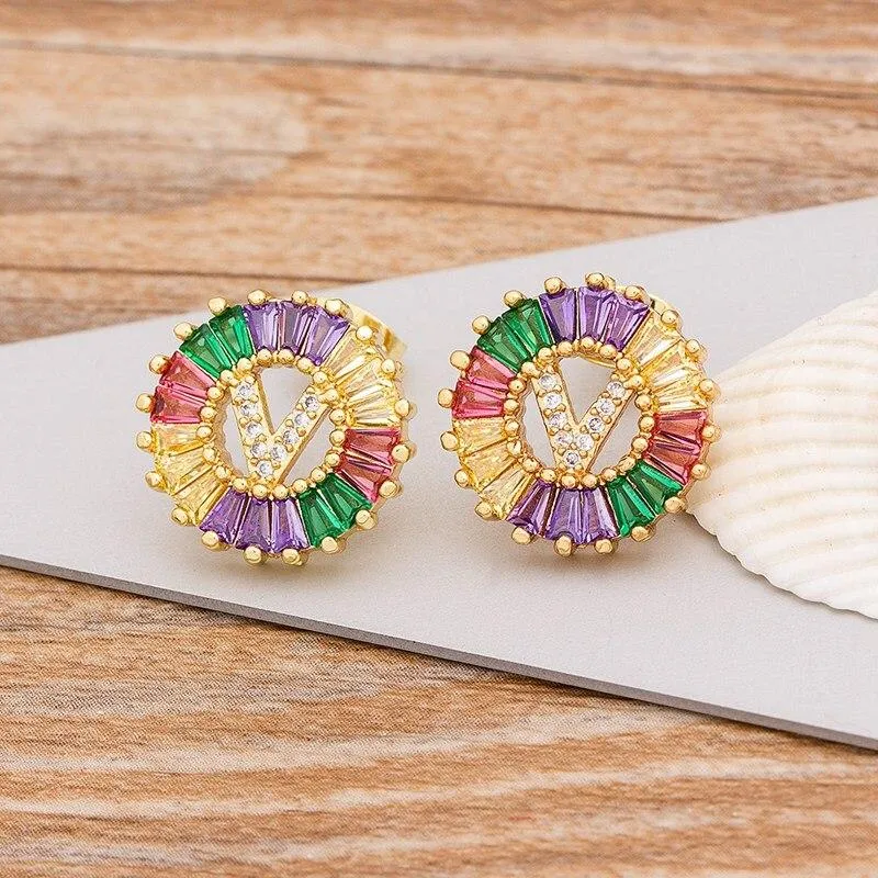 Women Stunning Colourful Letter Alphabet Stud Earrings