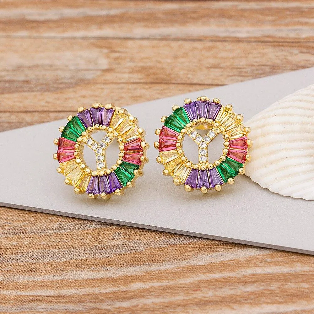 Women Stunning Colourful Letter Alphabet Stud Earrings