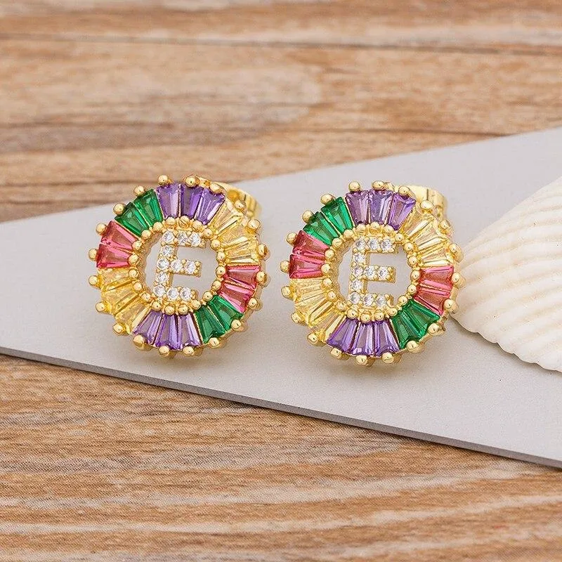 Women Stunning Colourful Letter Alphabet Stud Earrings