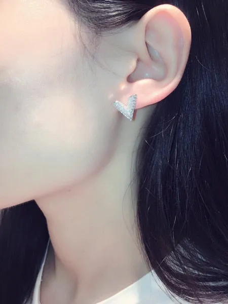 Womens Shiny V Shape Earrings