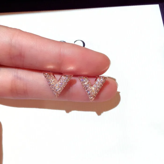 Womens Shiny V Shape Earrings