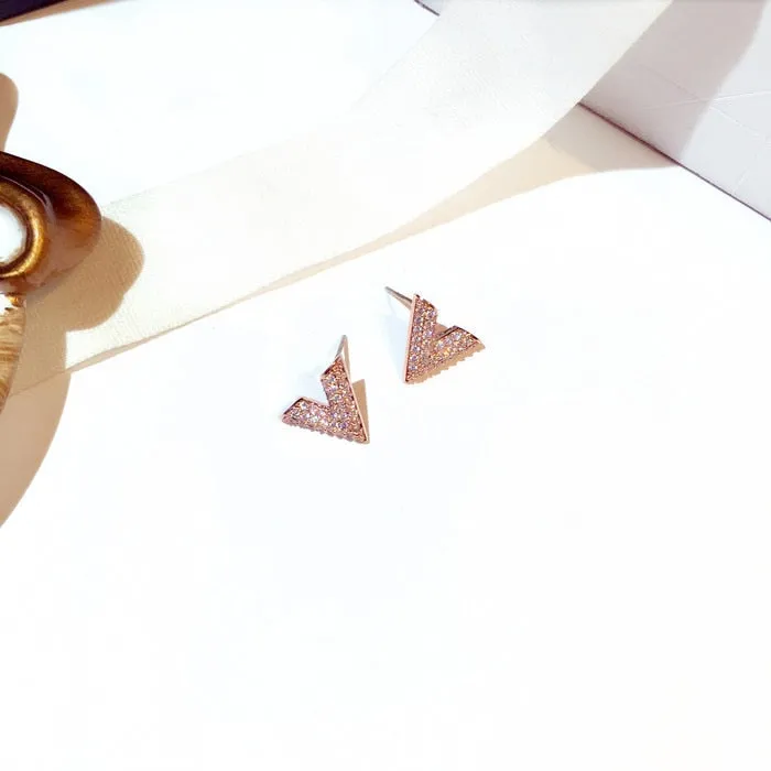 Womens Shiny V Shape Earrings