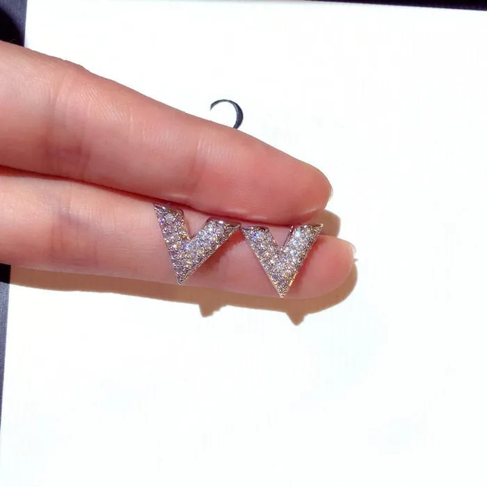Womens Shiny V Shape Earrings
