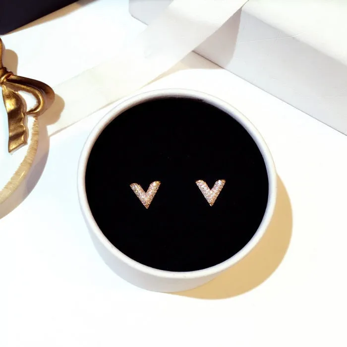 Womens Shiny V Shape Earrings