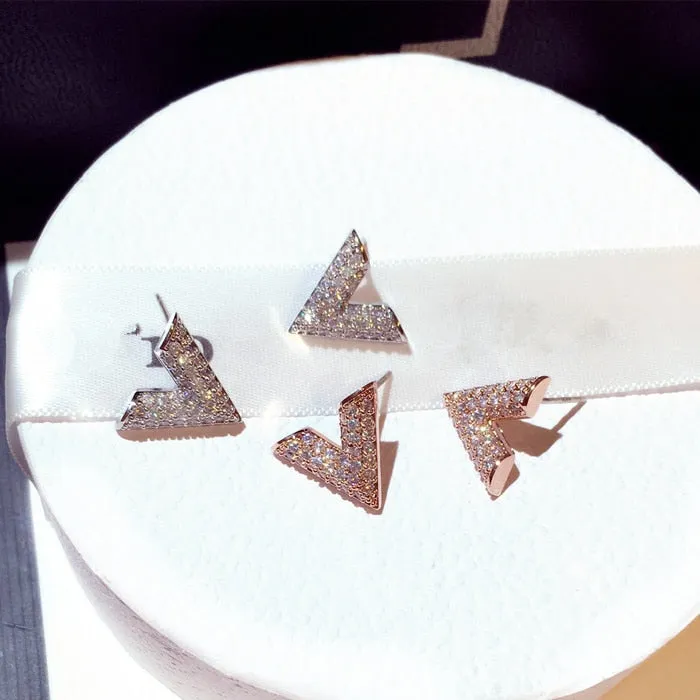 Womens Shiny V Shape Earrings