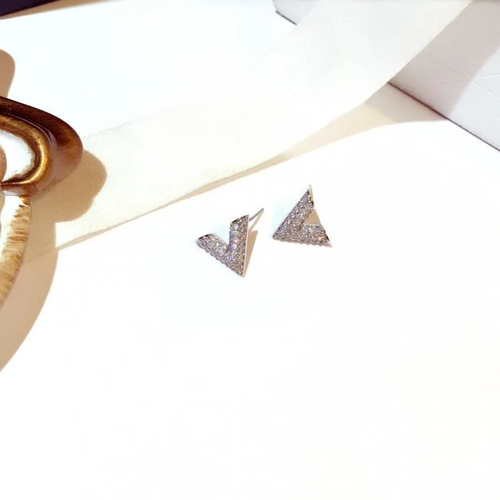 Womens Shiny V Shape Earrings