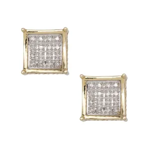 Women's Square Micro-Pavé Diamond Stud Earrings 0.14ct 10K Yellow Gold