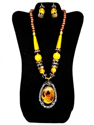 Yellow Beaded Necklace Set