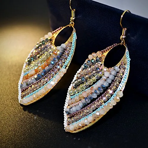Yellow Chimes Bohemian Bollywood style Latest Arrival Crystal Dangler Earrings for Women & Girls