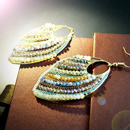 Yellow Chimes Bohemian Bollywood style Latest Arrival Crystal Dangler Earrings for Women & Girls