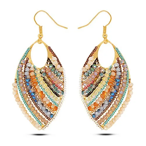 Yellow Chimes Bohemian Bollywood style Latest Arrival Crystal Dangler Earrings for Women & Girls