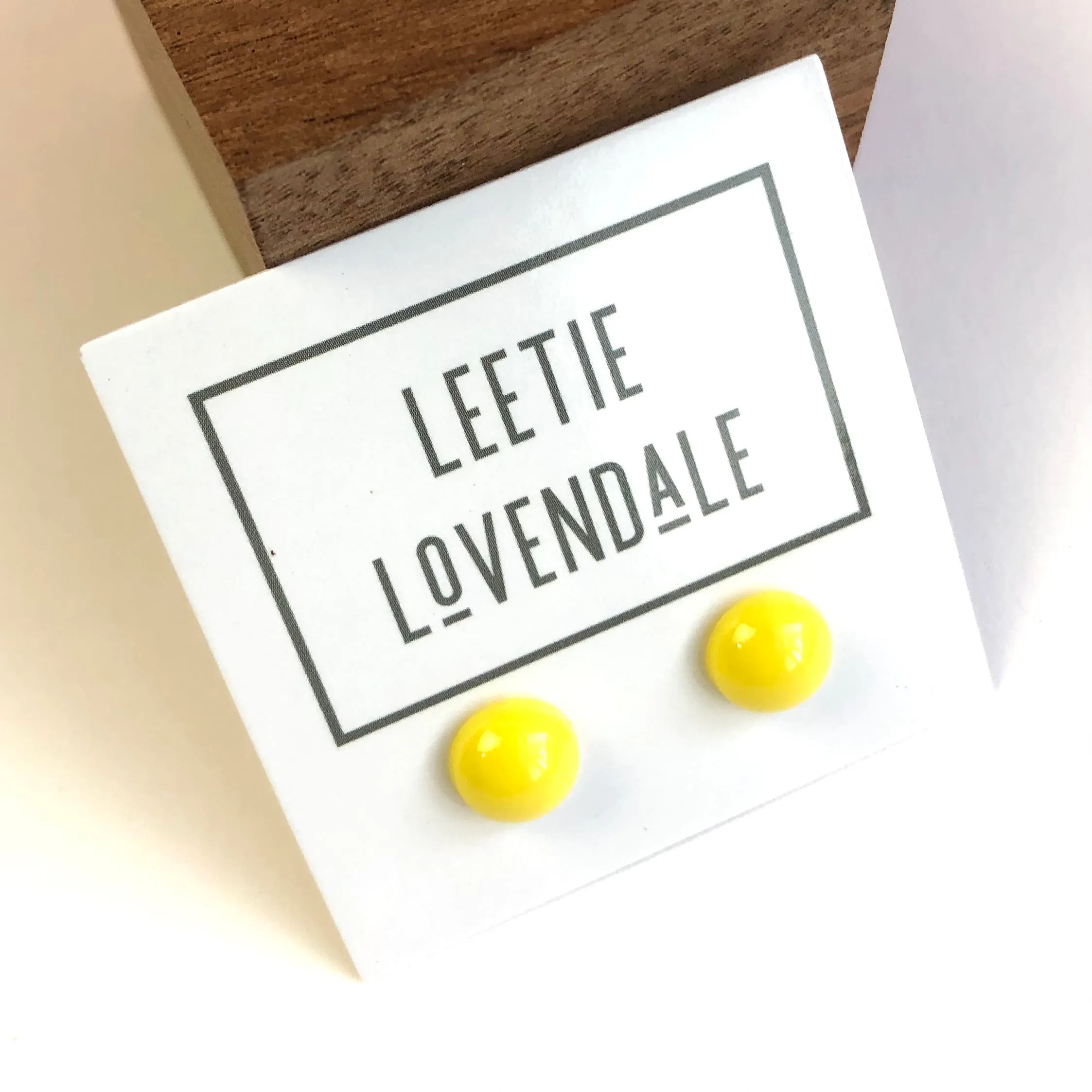Yellow Shiny Mini Retro Button Stud Earrings