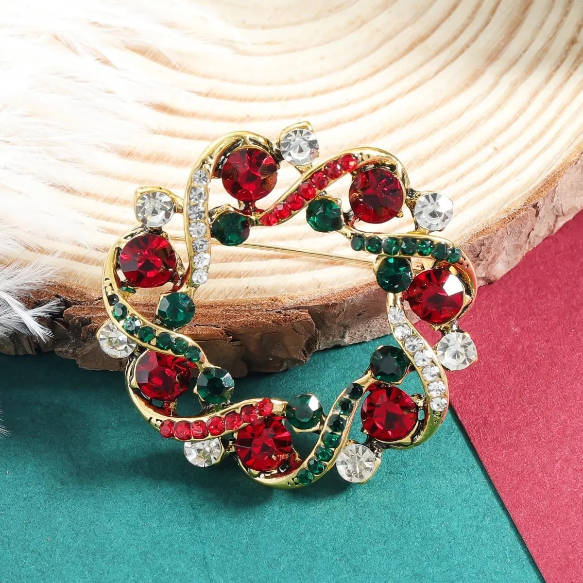 YOQUCOL Christmas Tree,Jingle,Wreath Shape Christmas Brooch Pins for Women Jewelry