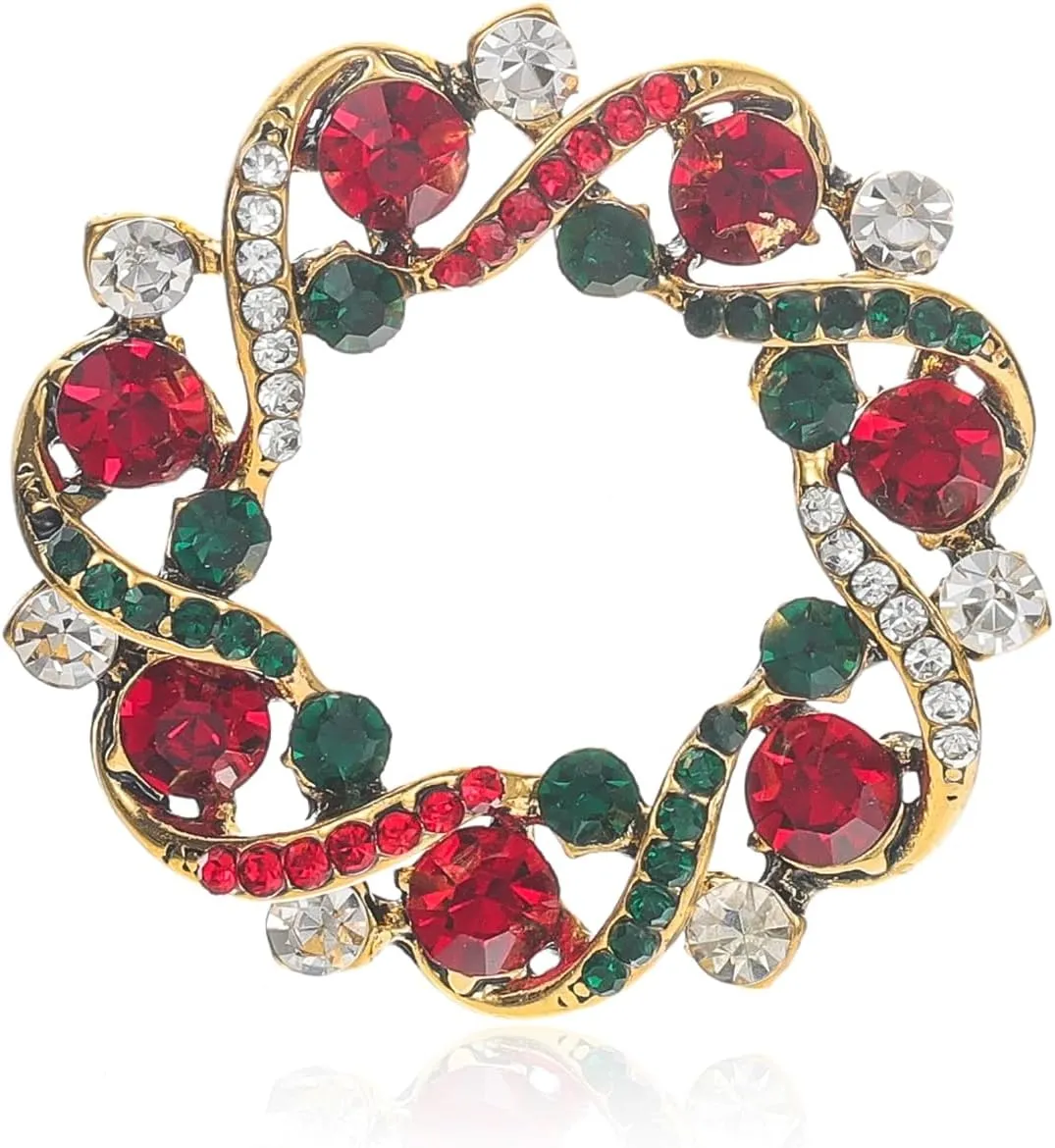 YOQUCOL Christmas Tree,Jingle,Wreath Shape Christmas Brooch Pins for Women Jewelry