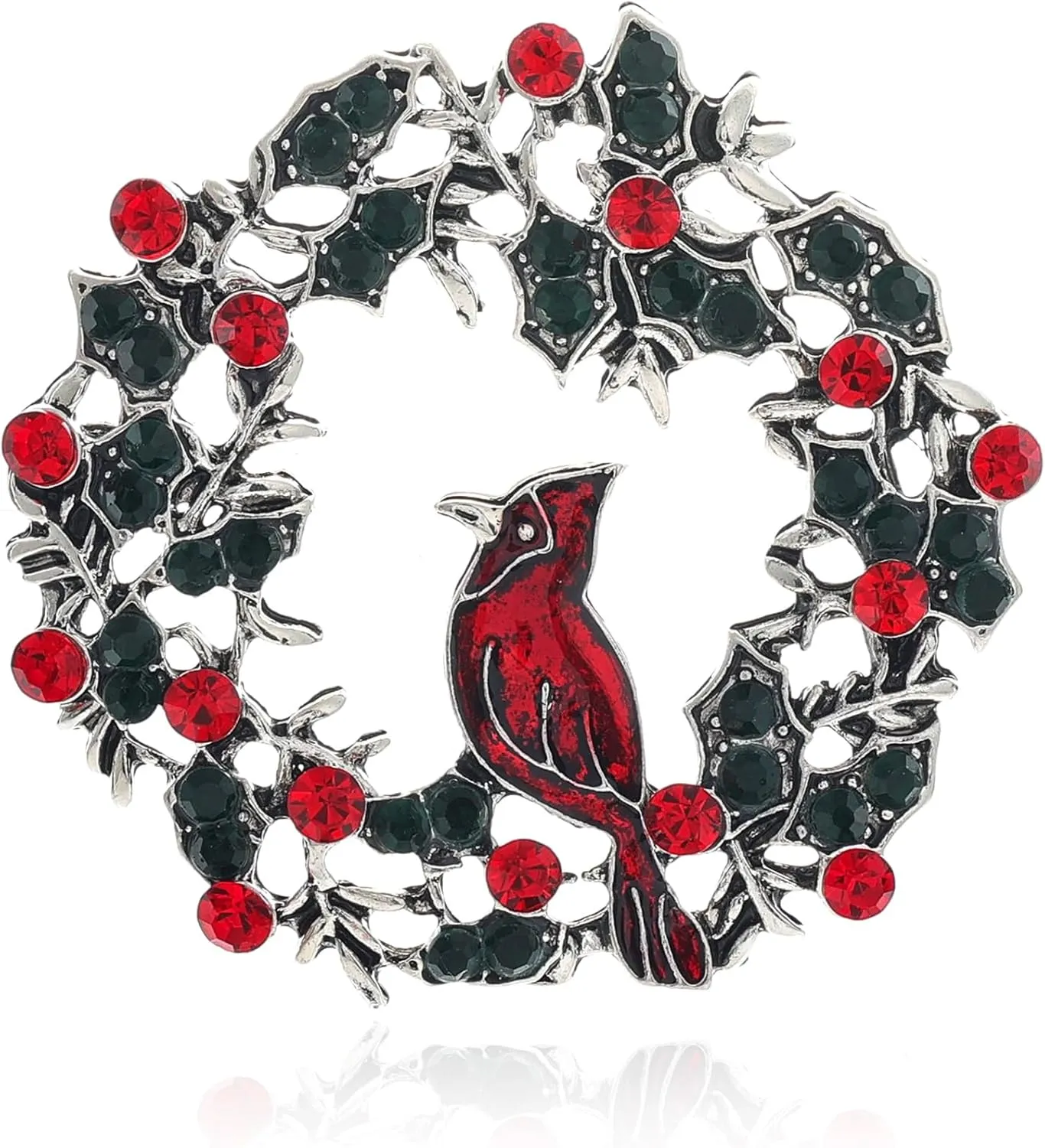 YOQUCOL Red Crystal Northern Cardinal Bird Brooch Pin Brooch Badge Pins for Women