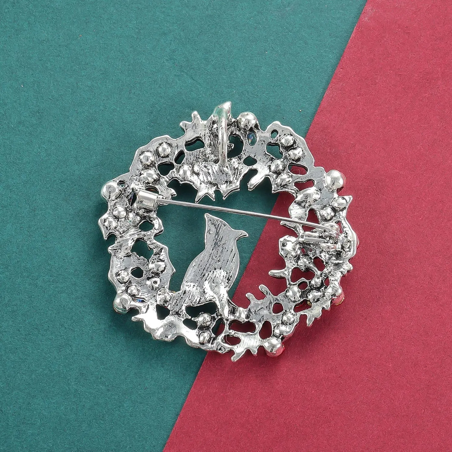 YOQUCOL Red Crystal Northern Cardinal Bird Brooch Pin Brooch Badge Pins for Women