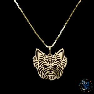Yorkshire Terrier Pendant in Gold, Silver or Rose Gold plating with FREE Link chain