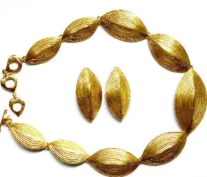 Yves Saint Laurent Etched Ovals Necklace